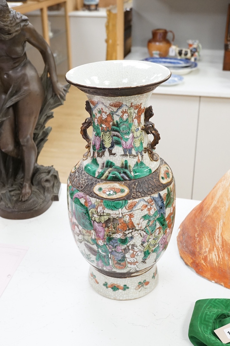 A large Chinese baluster crackle glazed vase, early 20th century, 44.5cm high. Condition - fair